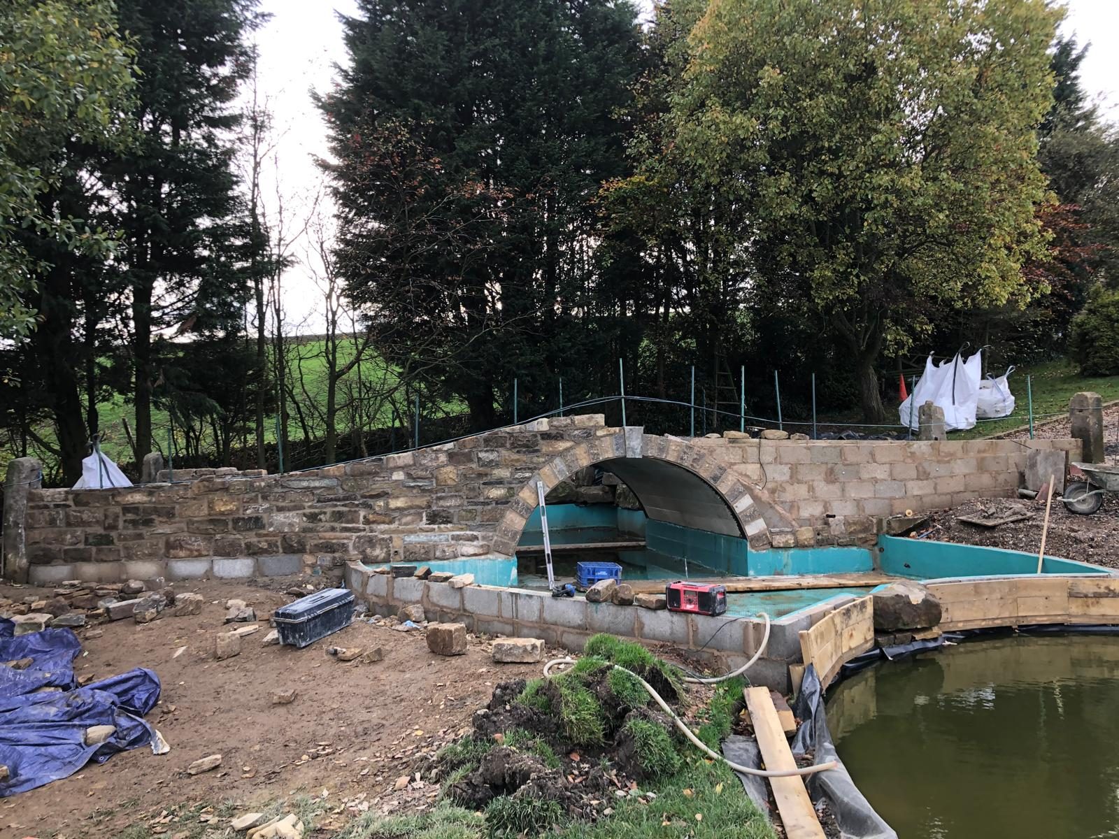 Stone bridge project during construction